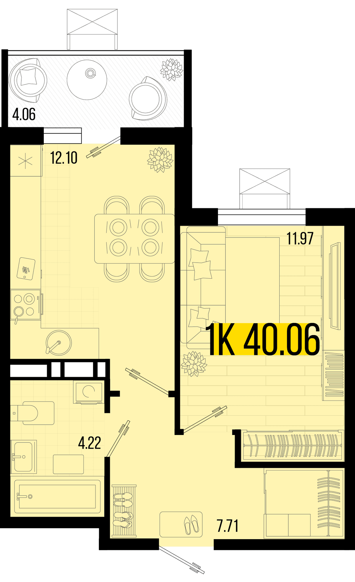 1-к, 38.35 м² · Цветной бульвар