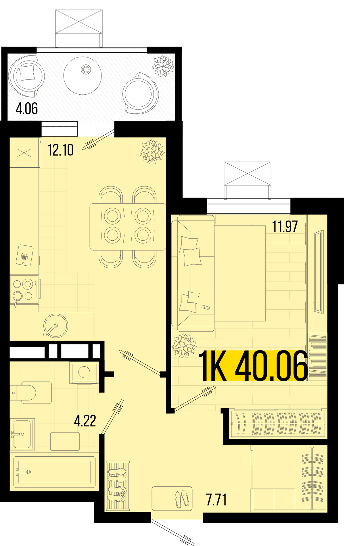 1-к, 38.45 м² · Цветной бульвар