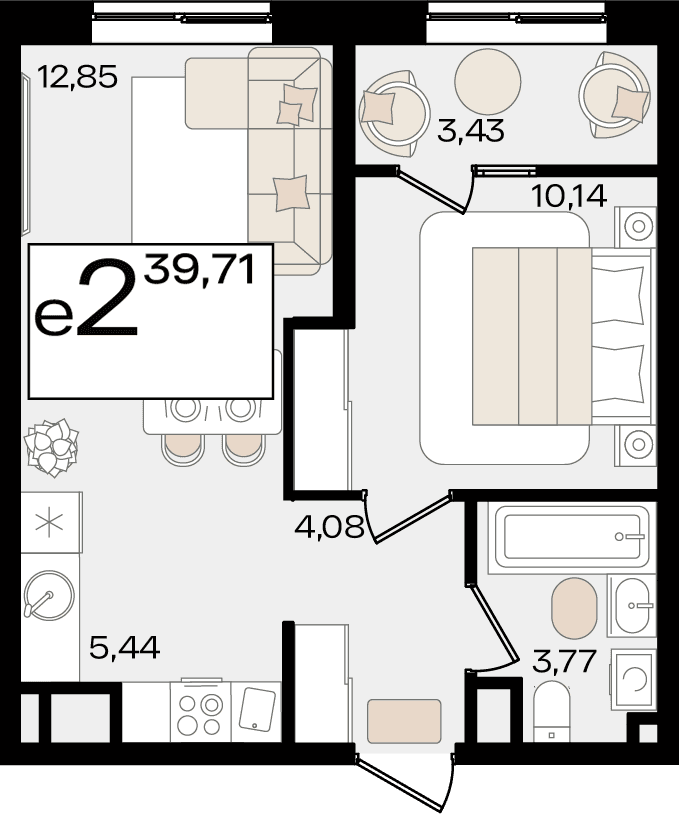 2-к, 39.71 м² · Патрики
