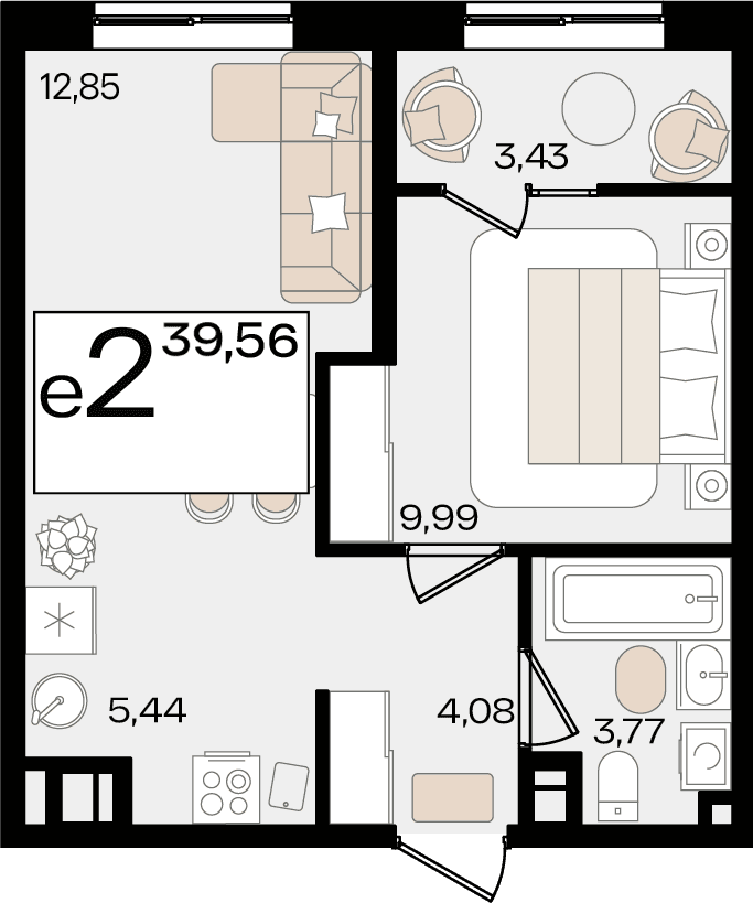 2-к, 39.56 м² · Патрики