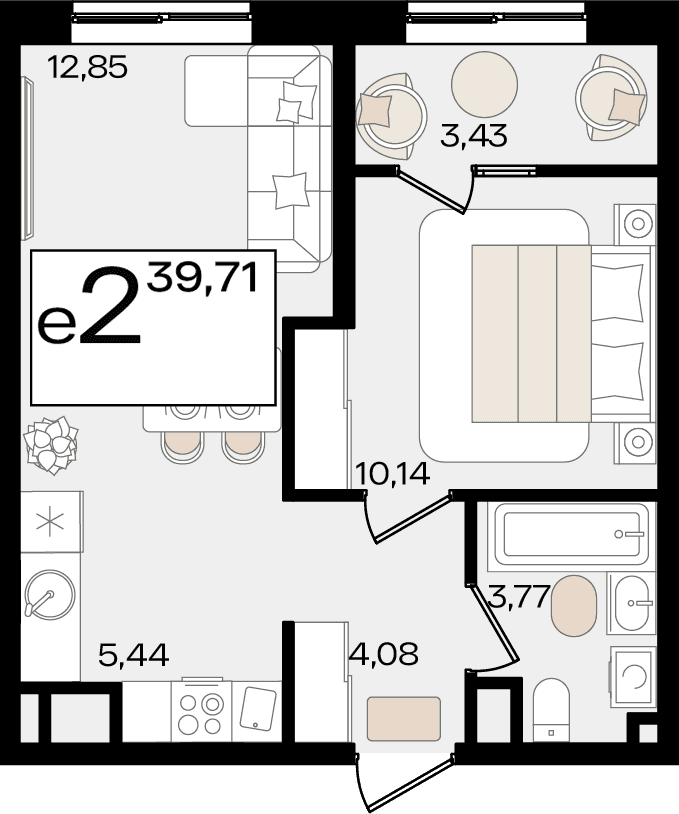 2-к, 39.71 м² · Патрики