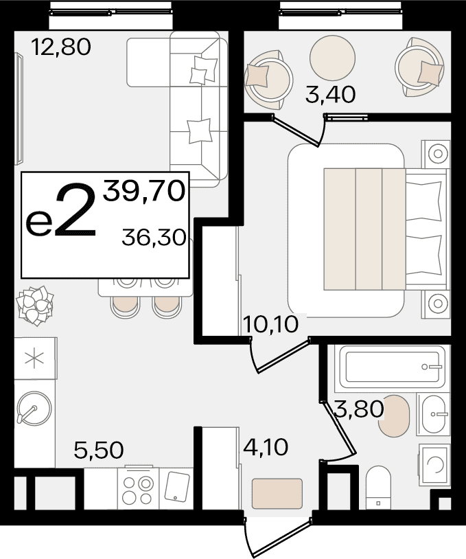 2-к, 39.7 м² · Патрики