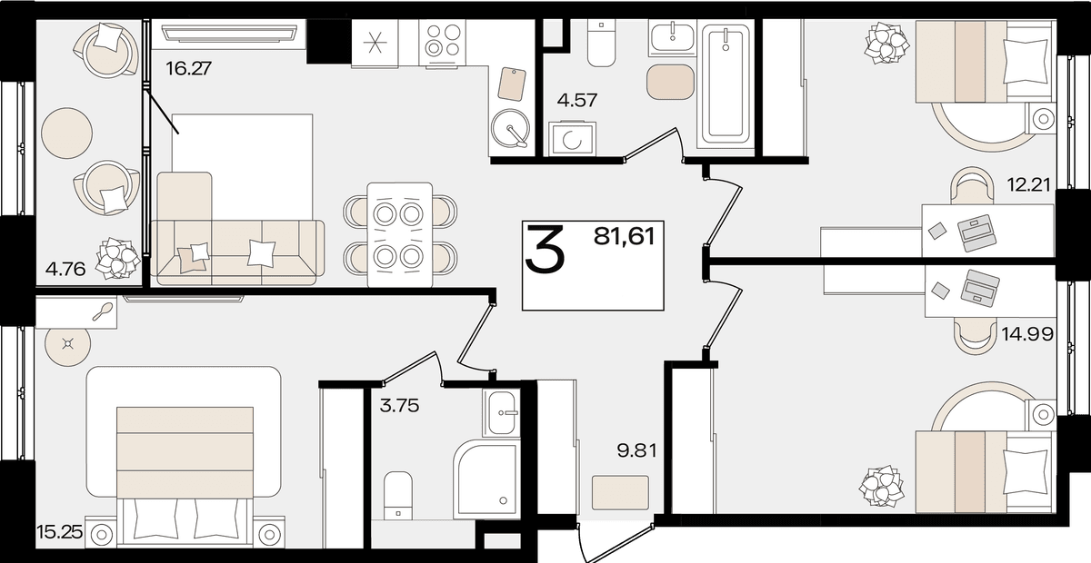 3-к, 80.63 м² · Патрики