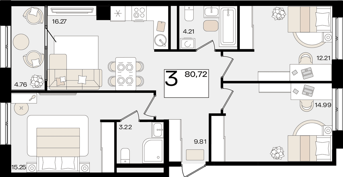 3-к, 80.63 м² · Патрики