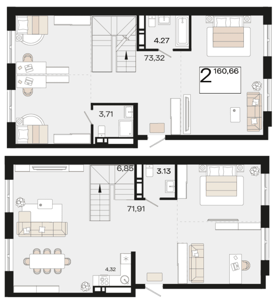 2-к, 160.48 м² · Патрики