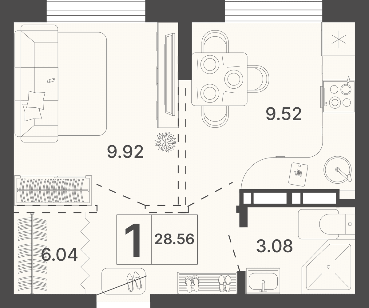 1-к, 28.56 м² · Светский лес