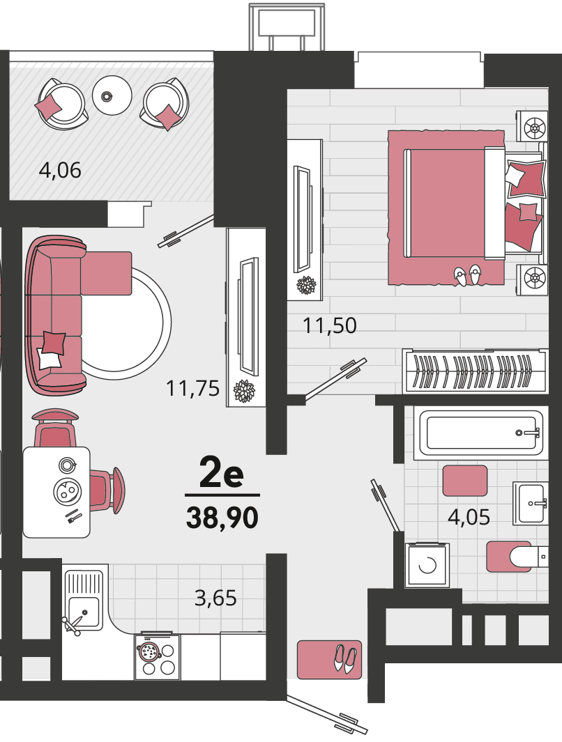 2-к, 38.9 м² · Родные просторы