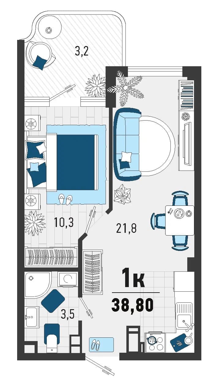 1-к, 36.2 м² · Монако