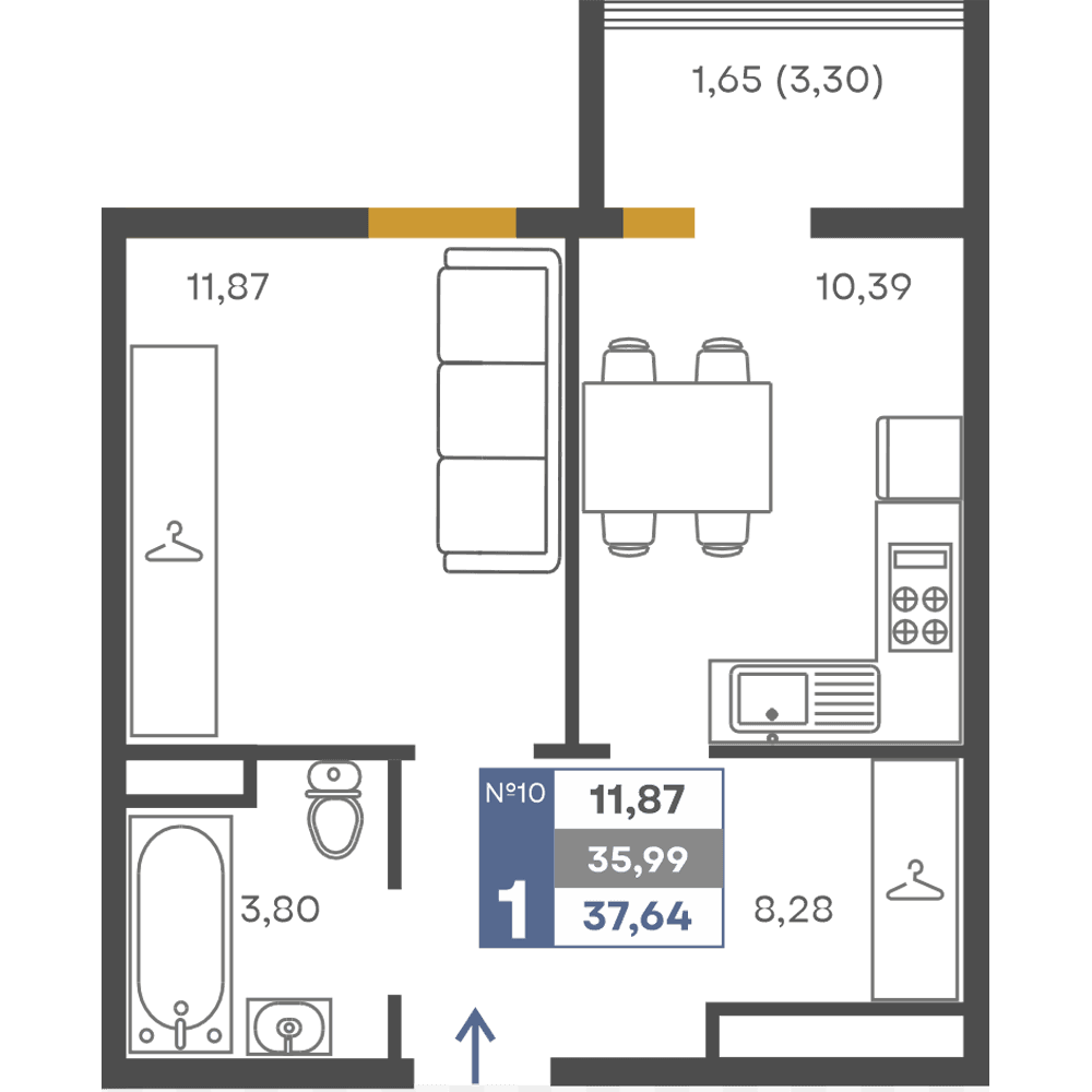 1-к, 35.99 м² · Сфера