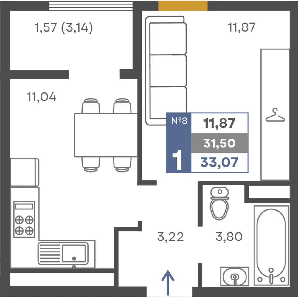 1-к, 31.5 м² · Сфера