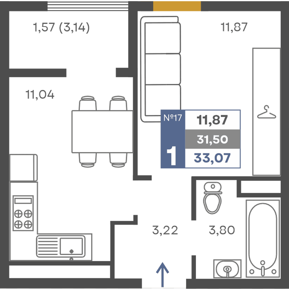 1-к, 31.5 м² · Сфера