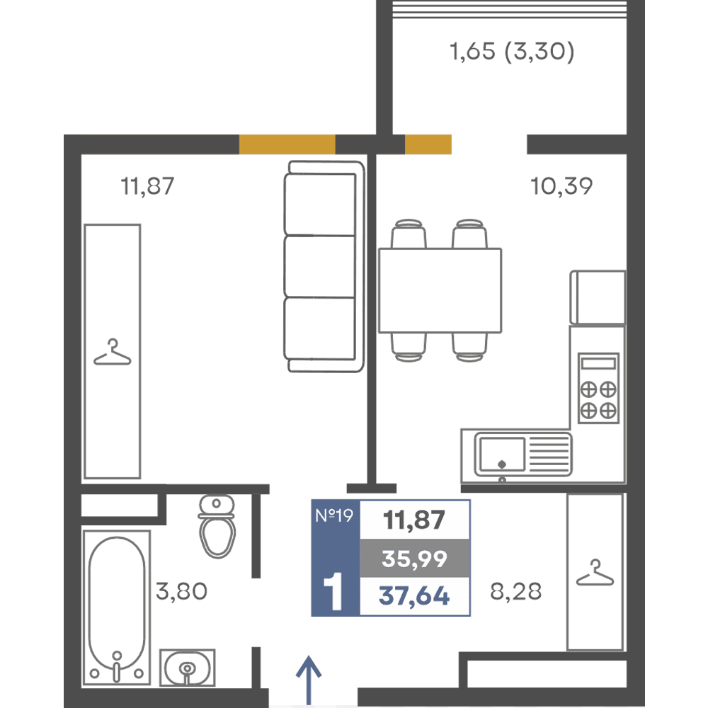 1-к, 35.99 м² · Сфера