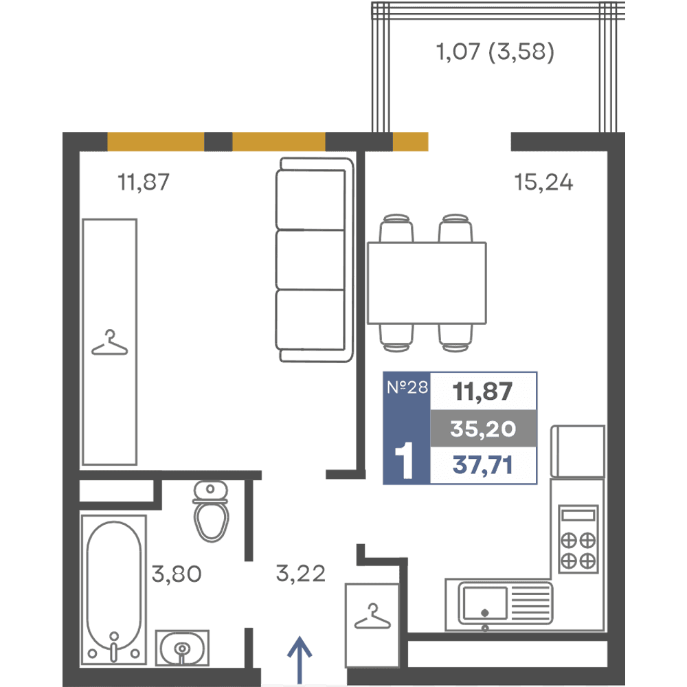 1-к, 35.2 м² · Сфера