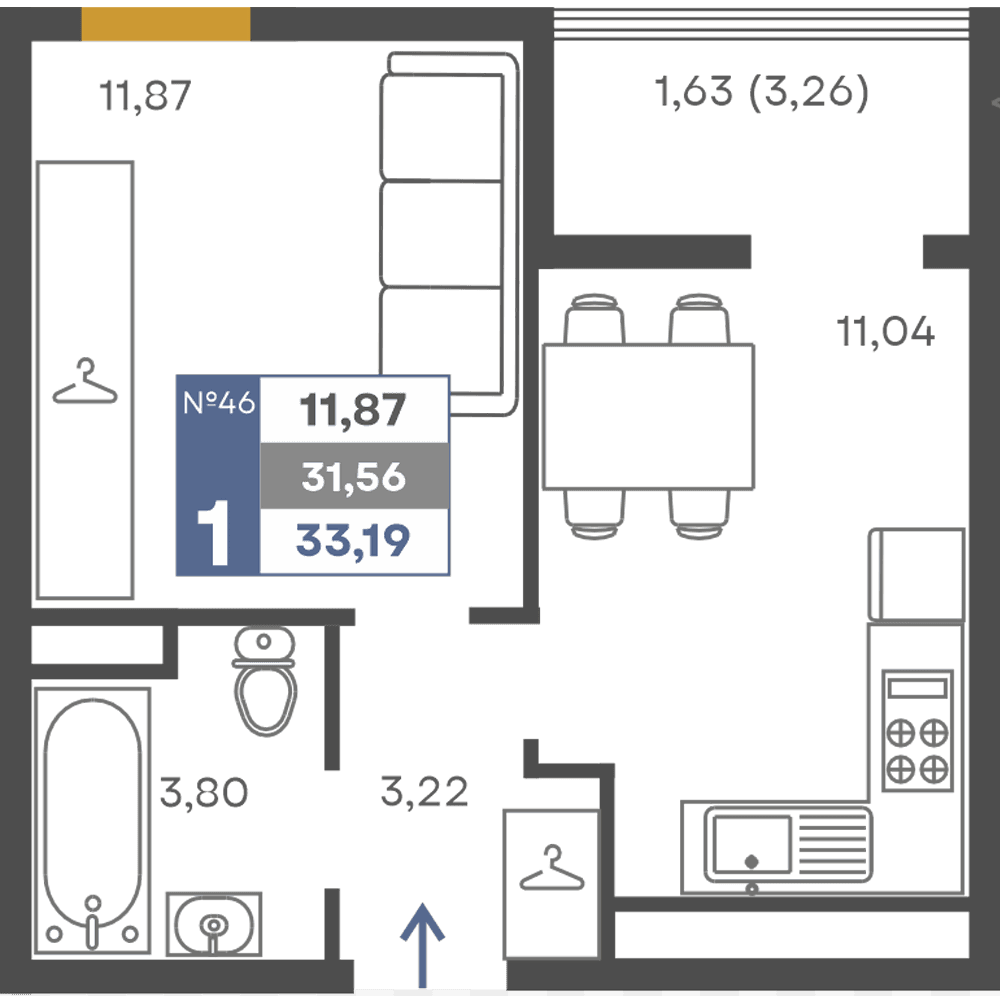 1-к, 31.56 м² · Сфера