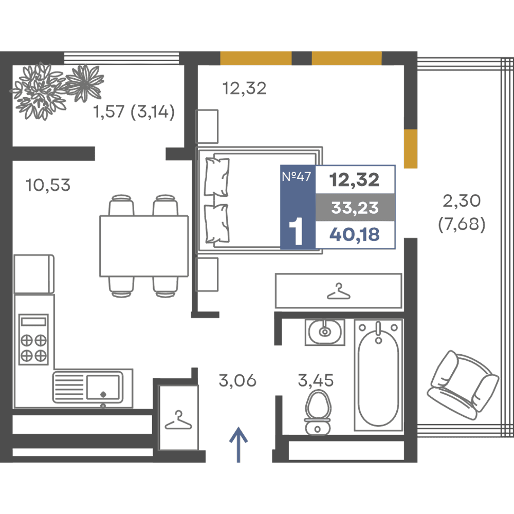 1-к, 33.23 м² · Сфера