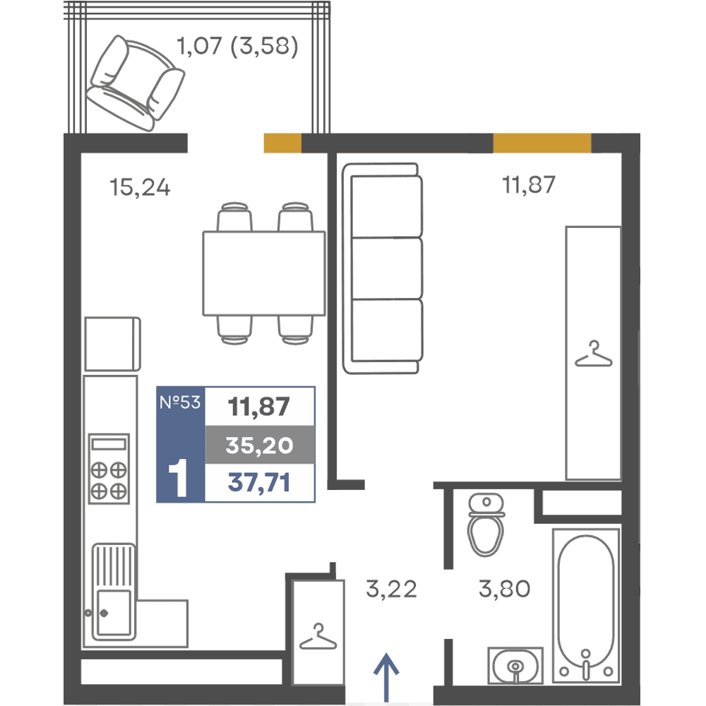 1-к, 35.2 м² · Сфера
