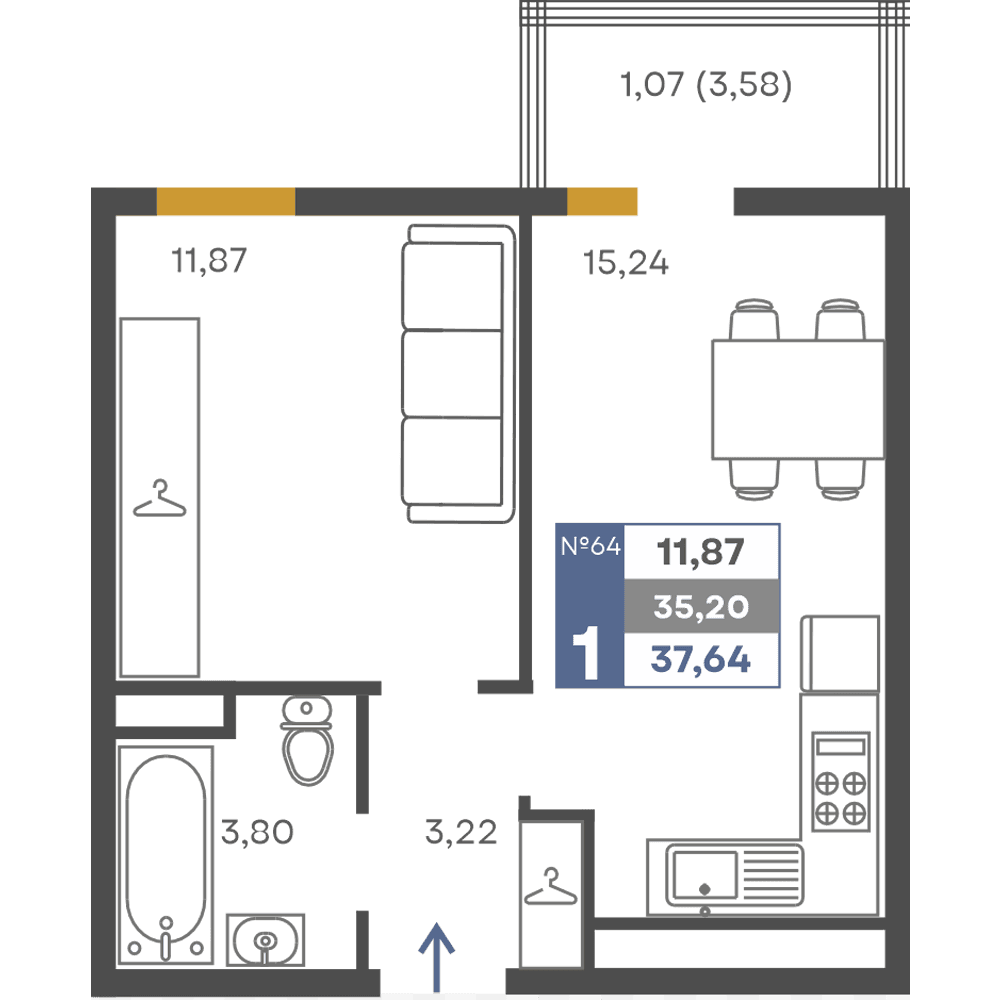 1-к, 35.2 м² · Сфера