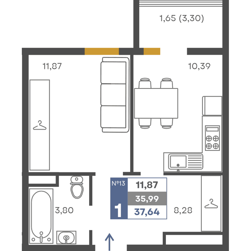 1-к, 35.99 м² · Сфера