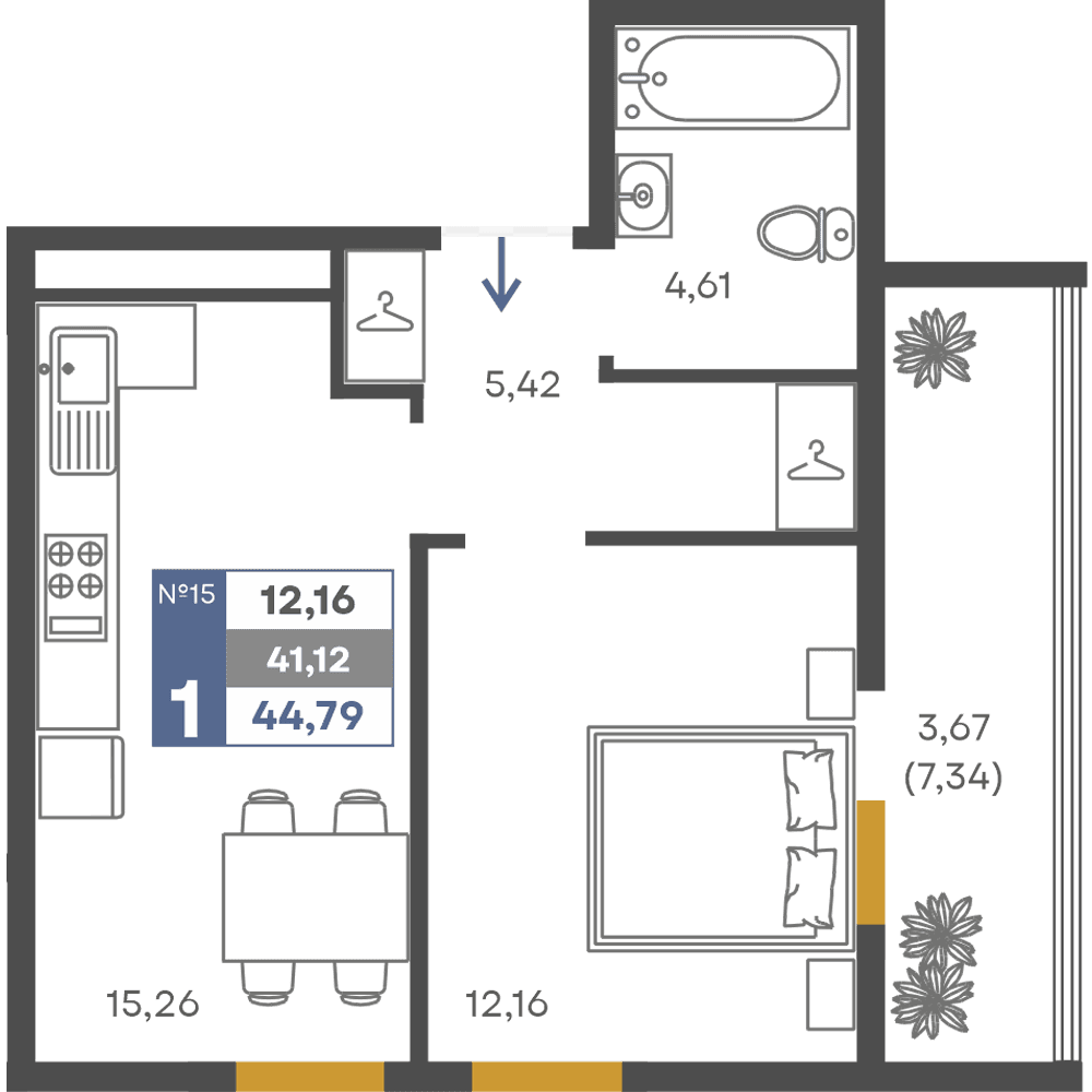 1-к, 41.12 м² · Сфера