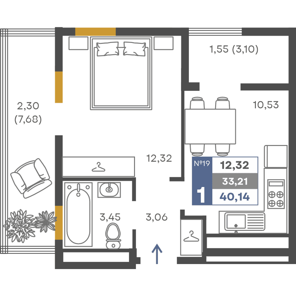 1-к, 33.21 м² · Сфера