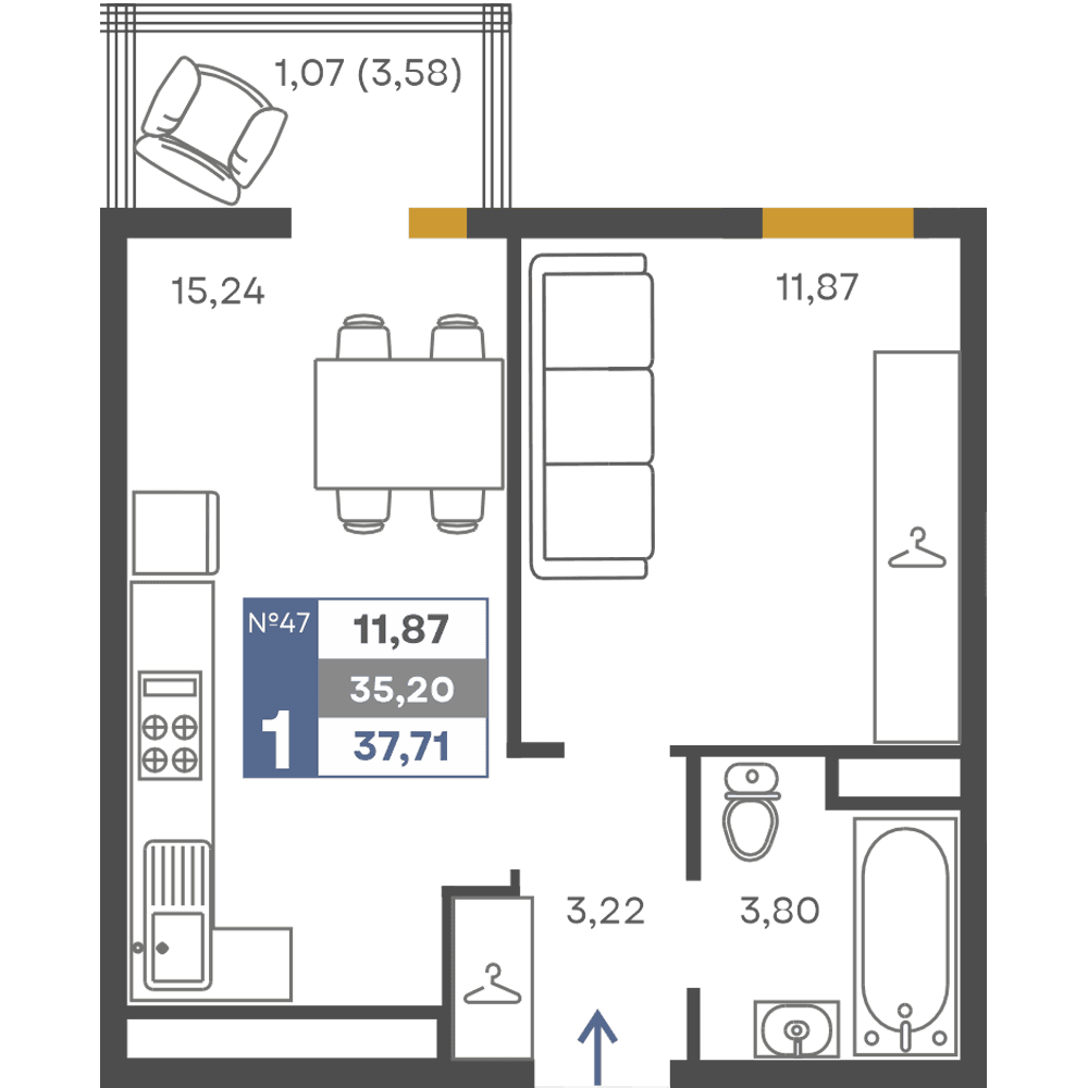 1-к, 35.2 м² · Сфера