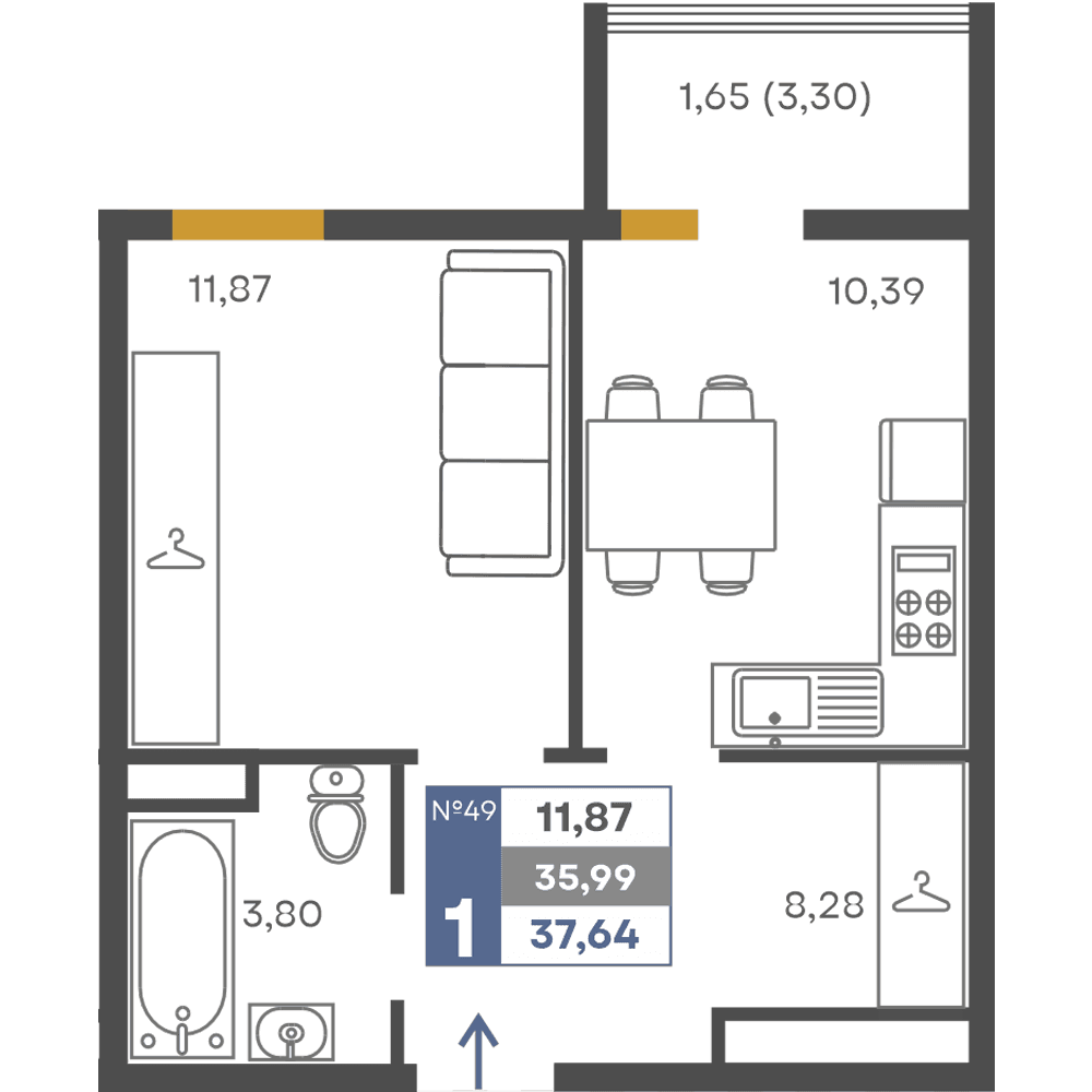 1-к, 35.99 м² · Сфера