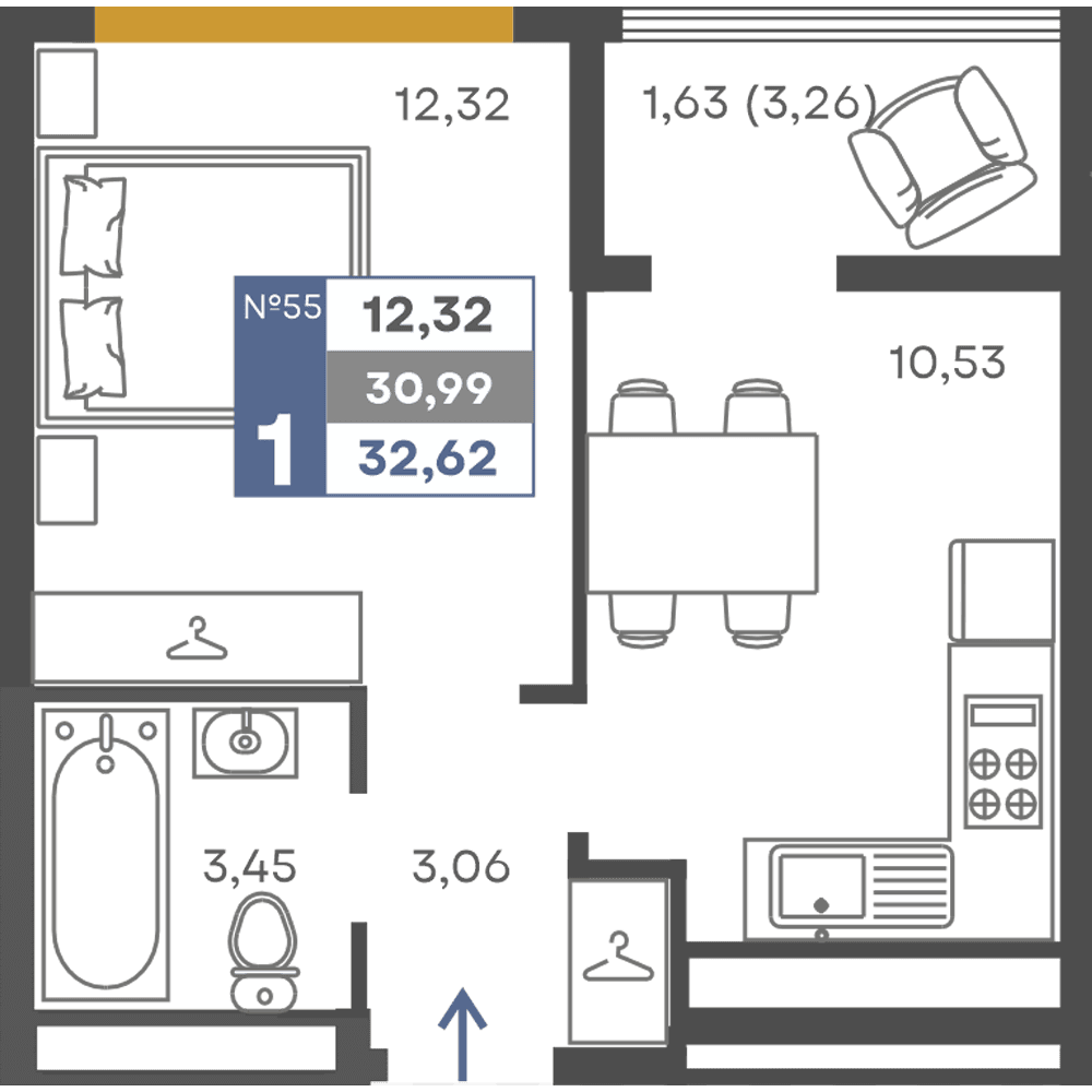 1-к, 30.99 м² · Сфера