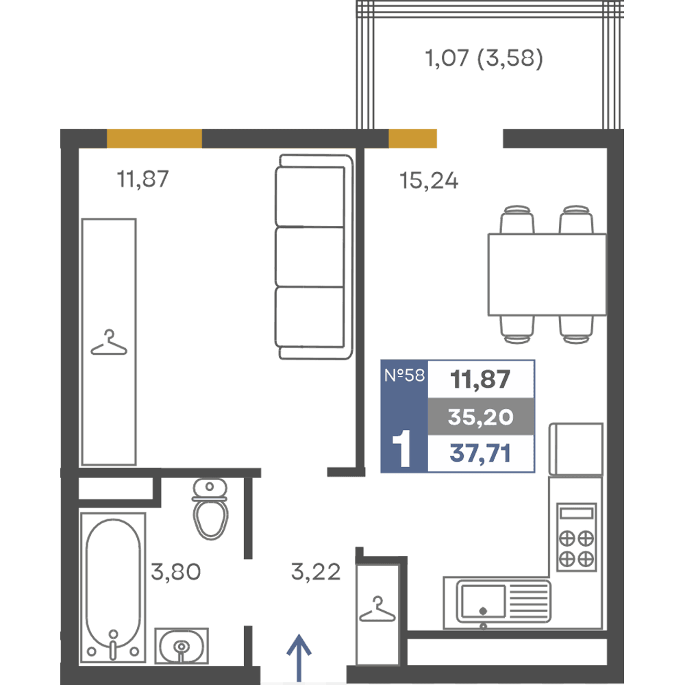 1-к, 35.2 м² · Сфера