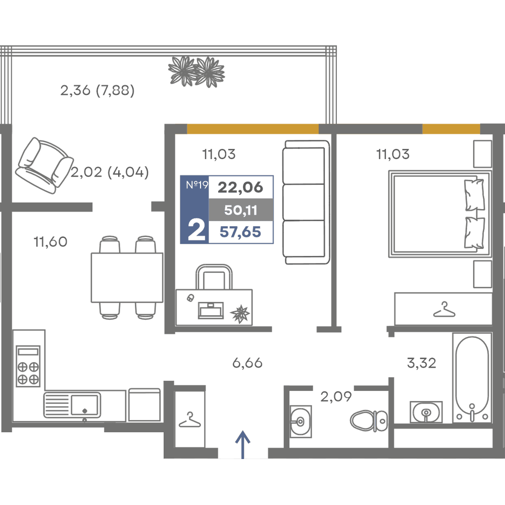 2-к, 50.11 м² · Сфера