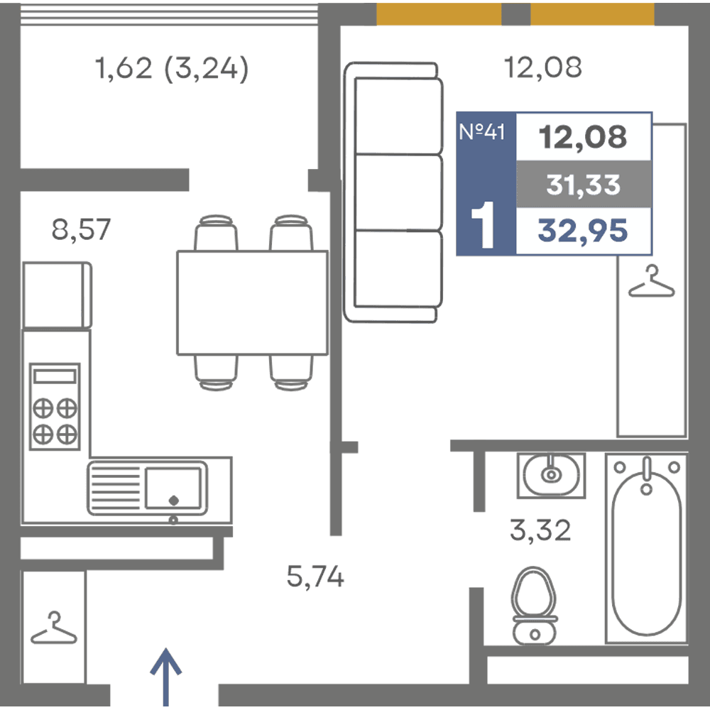 1-к, 31.33 м² · Сфера