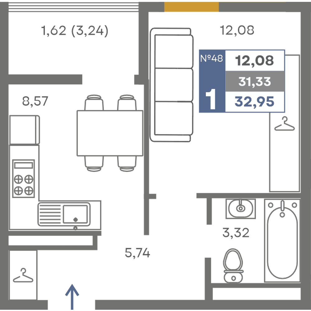 1-к, 31.33 м² · Сфера