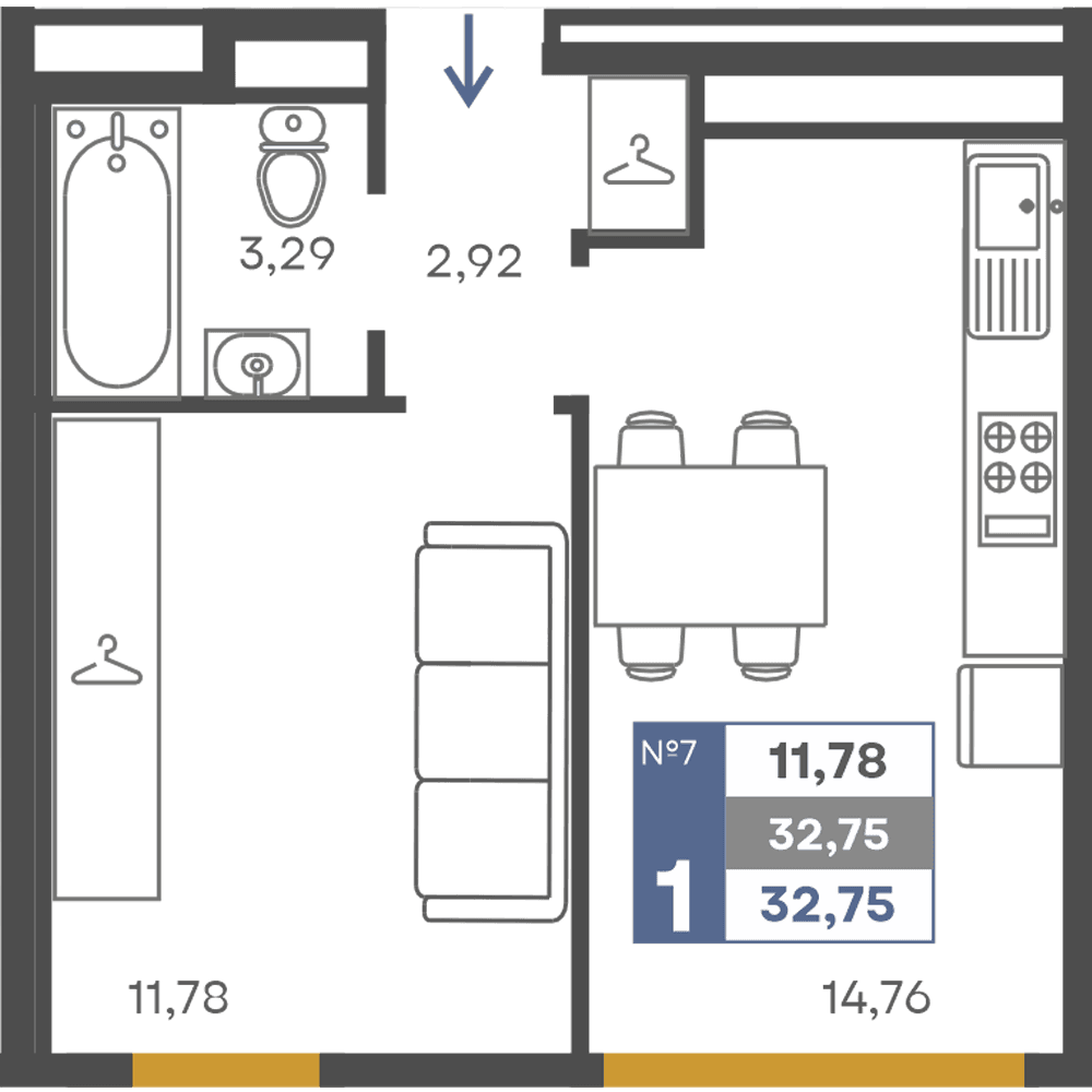 1-к, 32.75 м² · Сфера