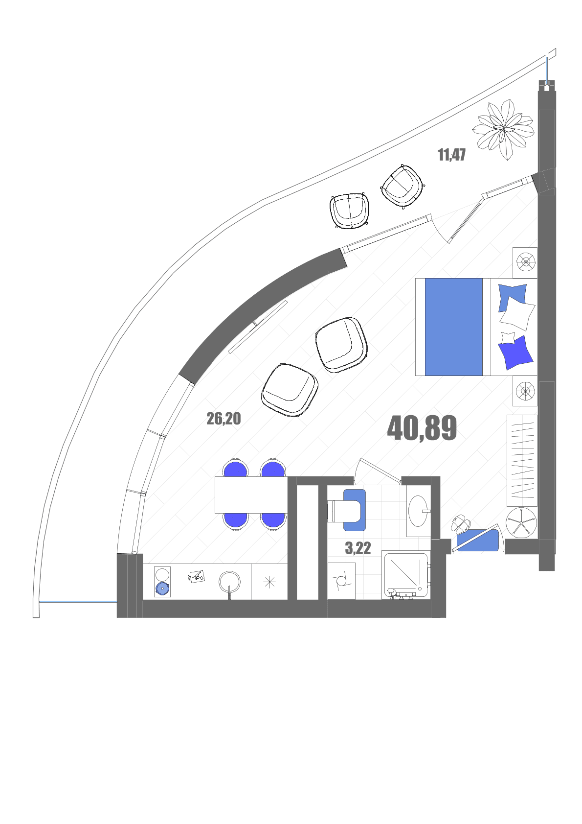 Студия, 40.9 м² · Мойнако Резорт