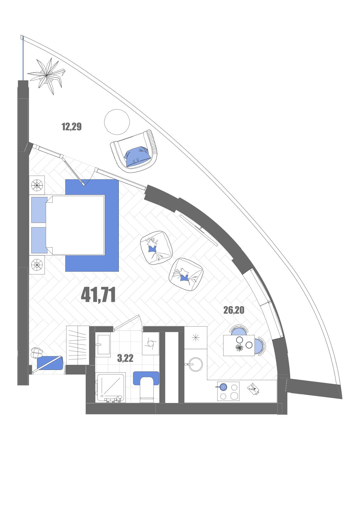 Студия, 41.71 м² · Мойнако Резорт