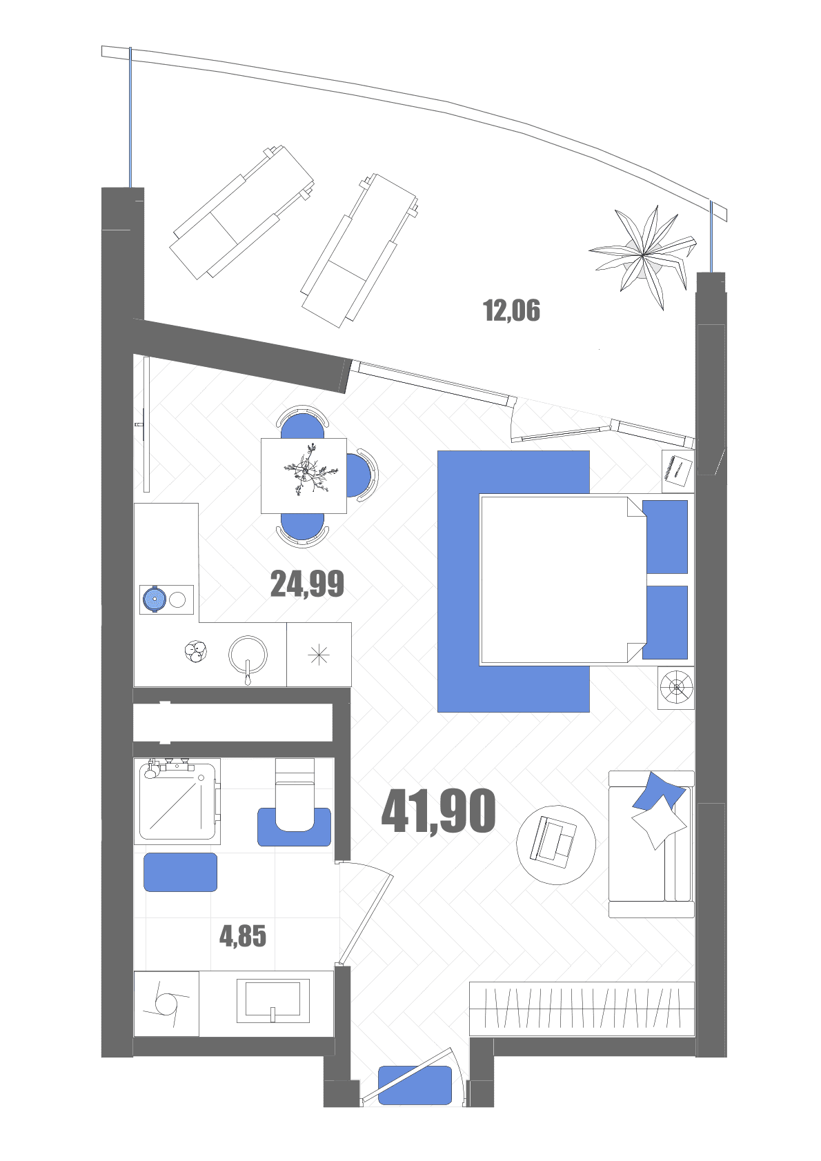 Студия, 41.9 м² · Мойнако Резорт