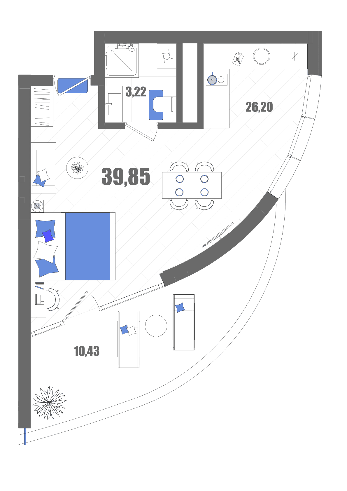 Студия, 39.85 м² · Мойнако Резорт