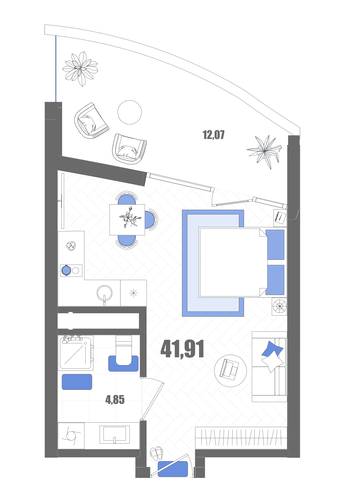 Студия, 41.91 м² · Мойнако Резорт