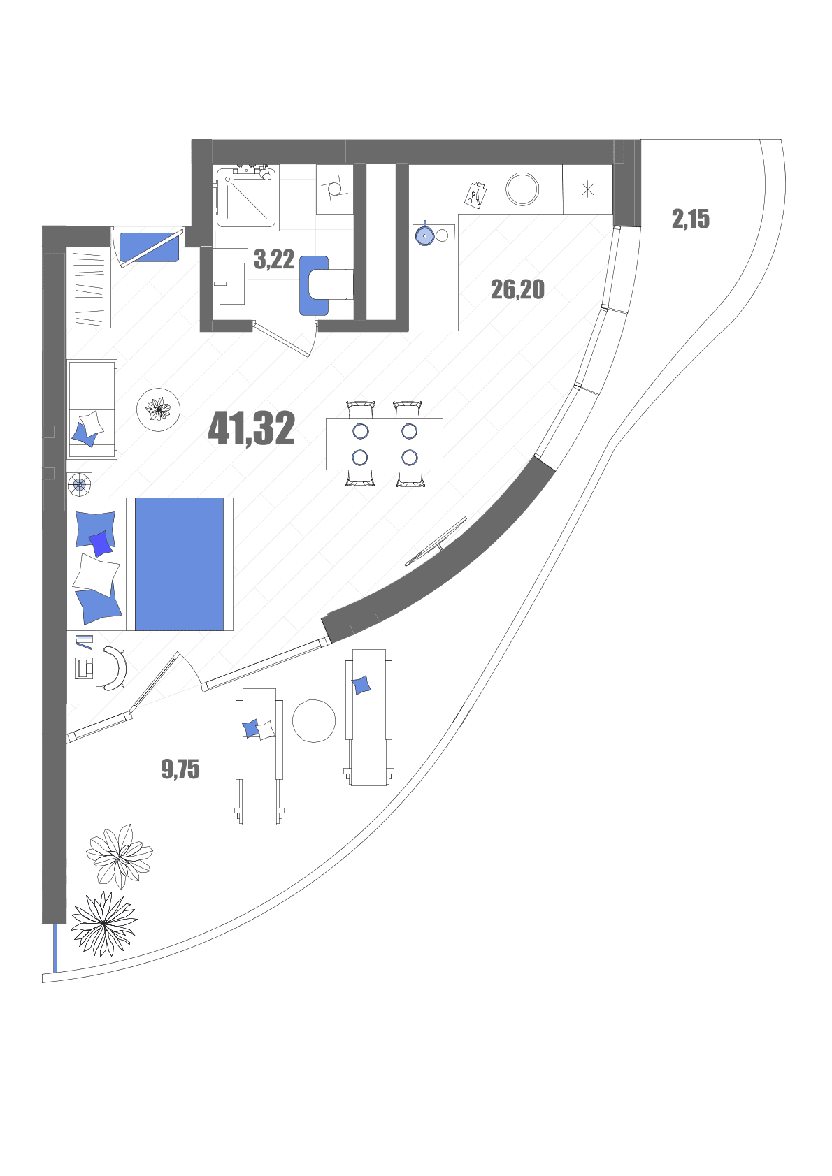Студия, 41.32 м² · Мойнако Резорт