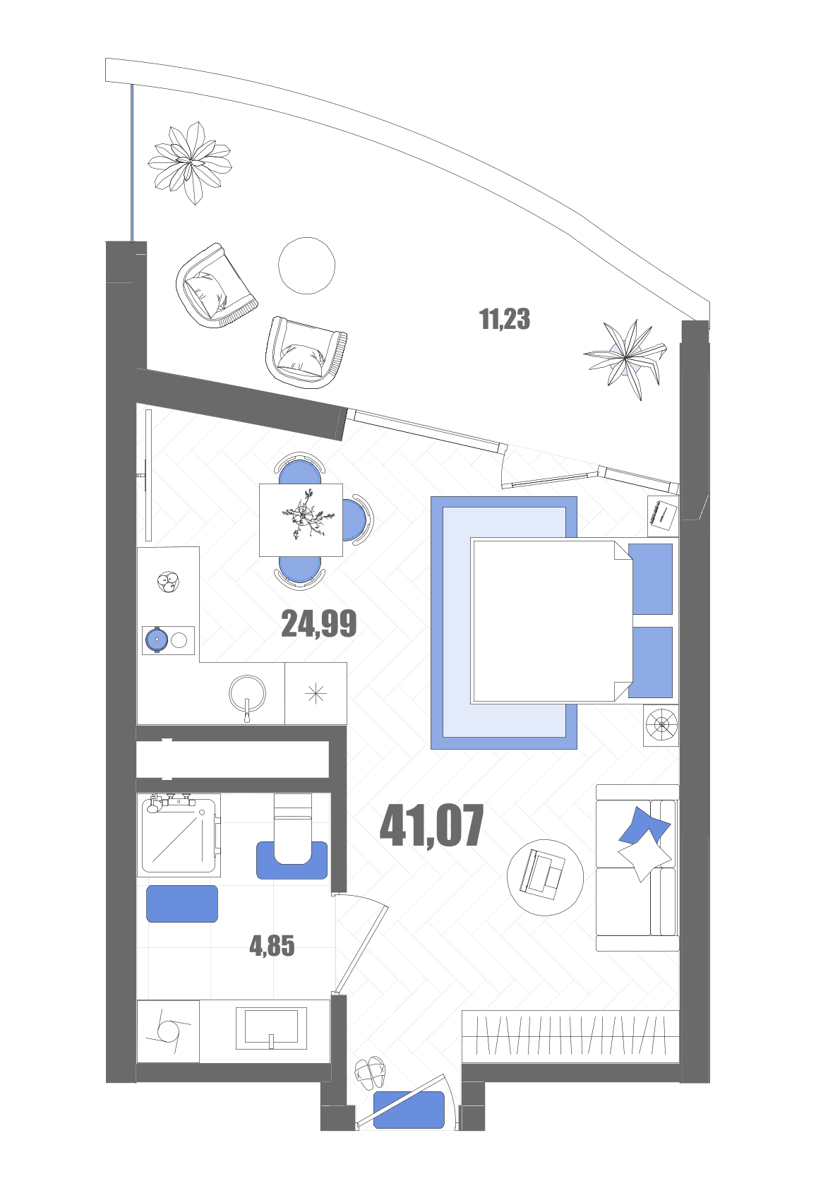 Студия, 41.07 м² · Мойнако Резорт
