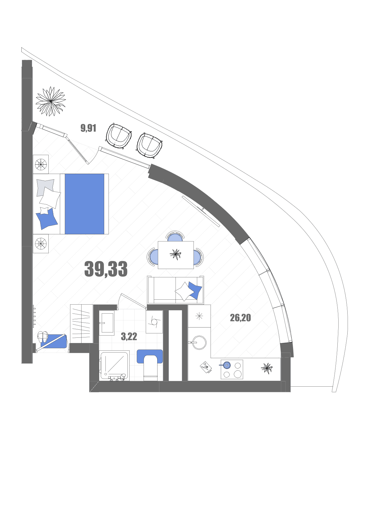 Студия, 39.33 м² · Мойнако Резорт
