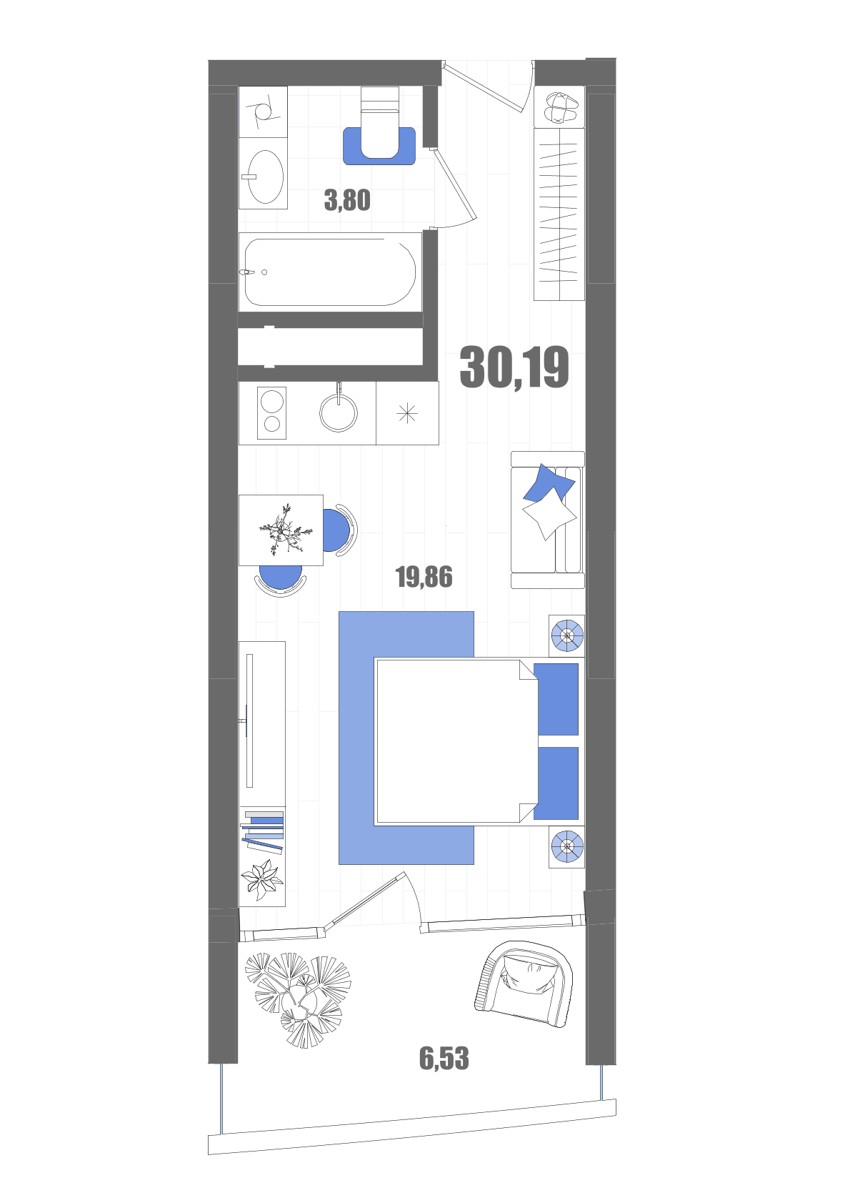 Студия, 30.19 м² · Мойнако Резорт