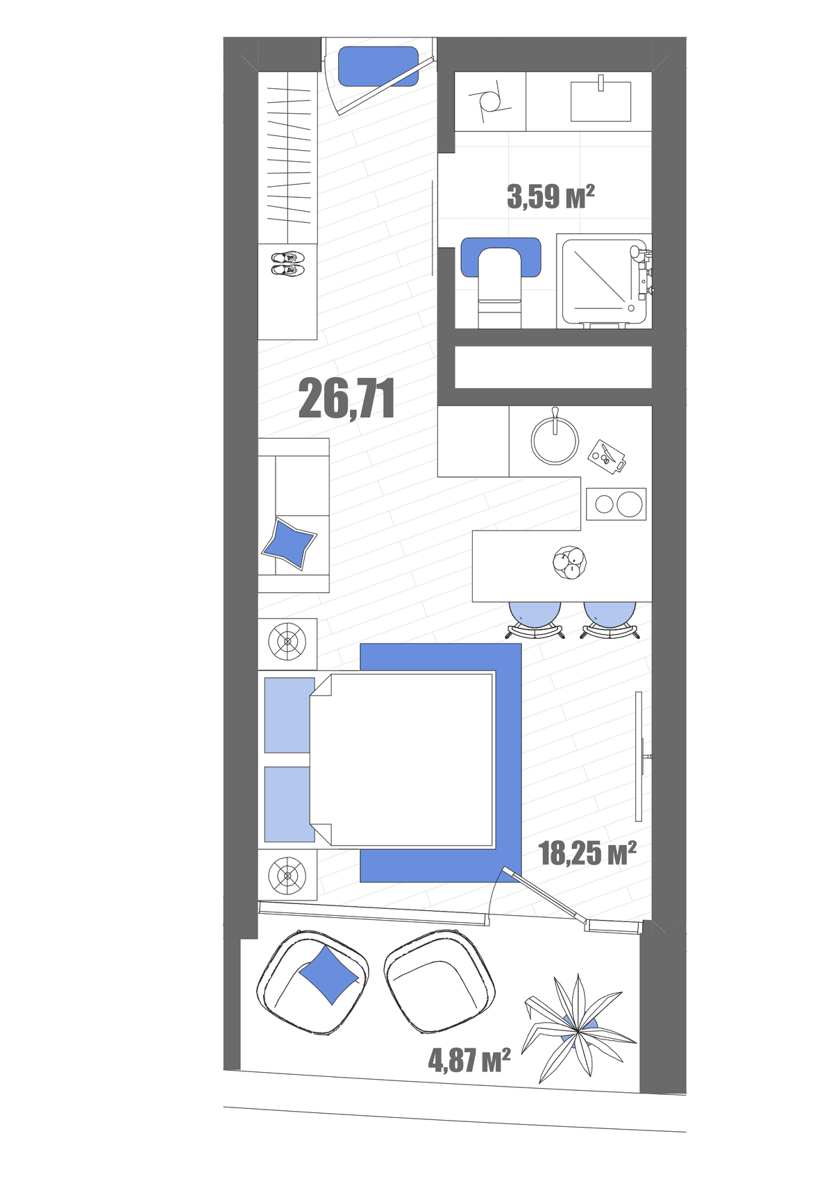 Студия, 26.71 м² · Мойнако Резорт