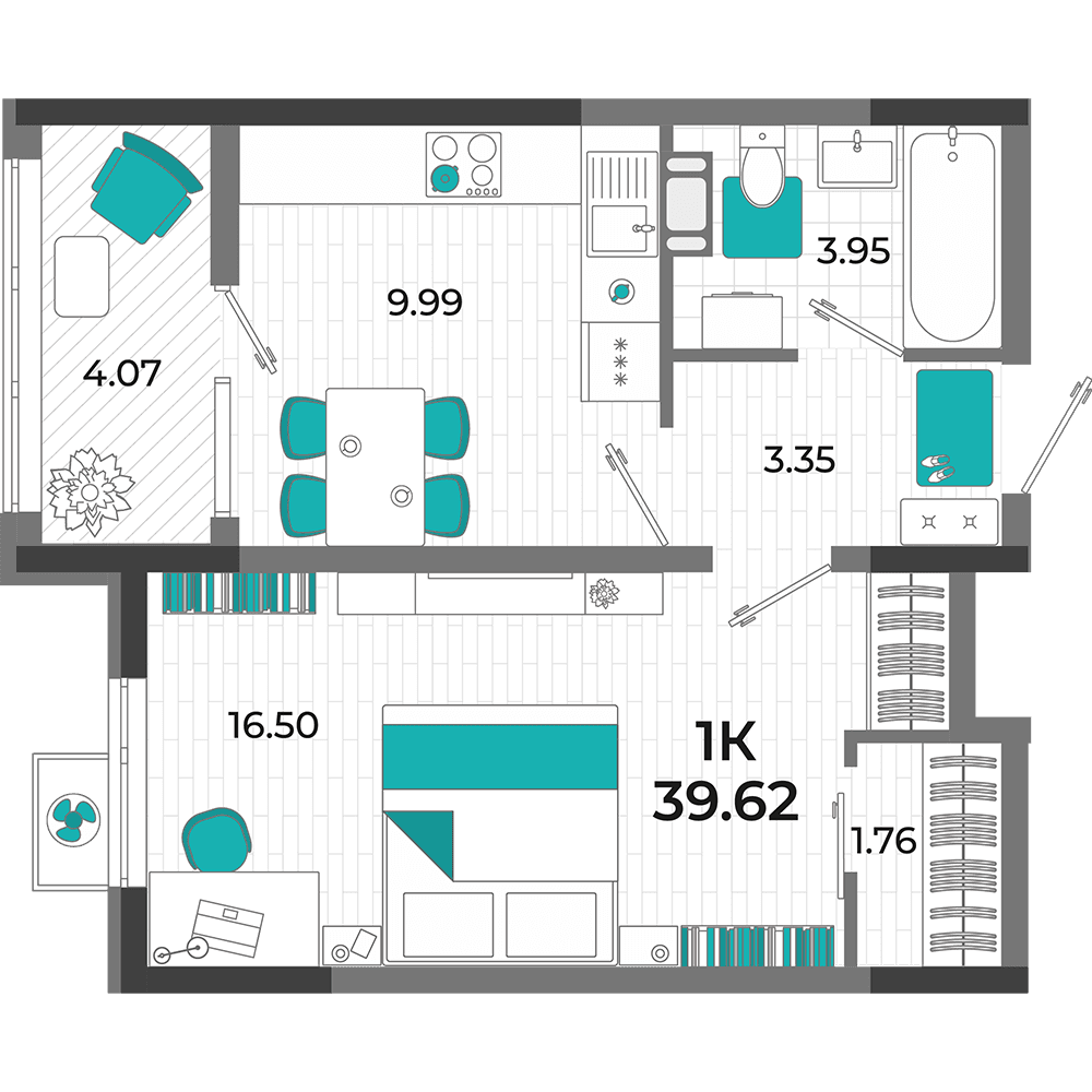 1-к, 39.62 м² · Мойнако Ривьера