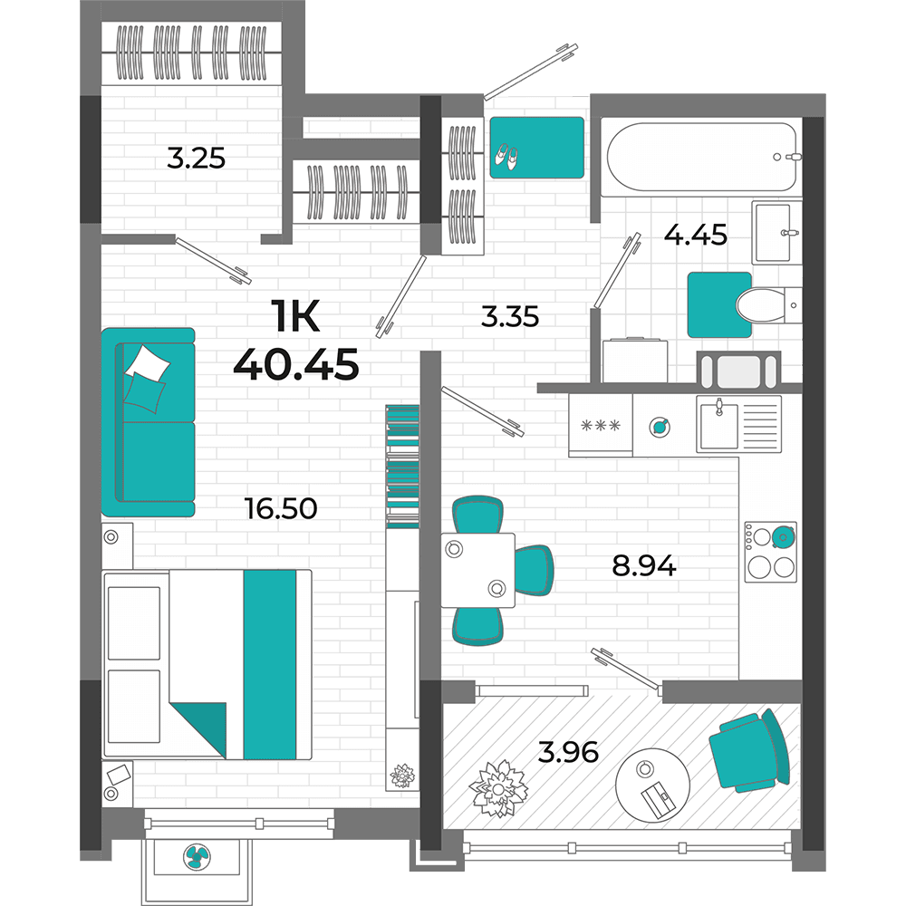 1-к, 40.45 м² · Мойнако Ривьера