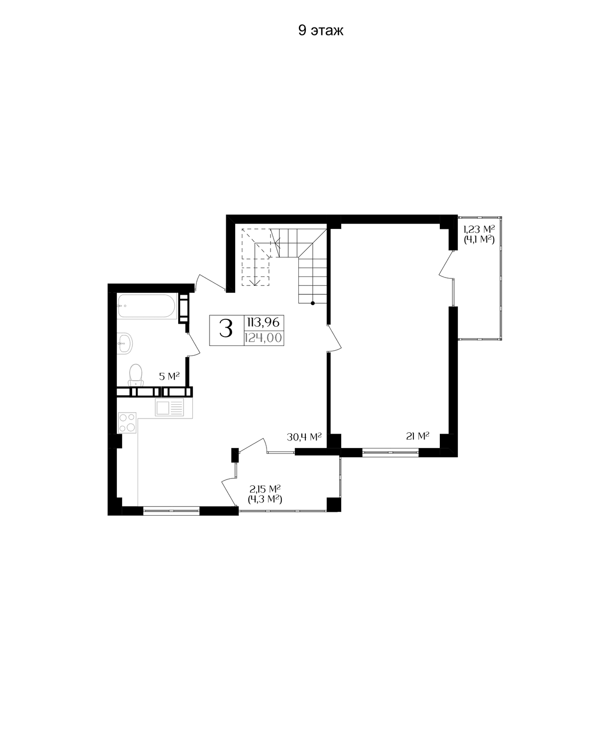 3-к, 113.96 м² · Фаворит