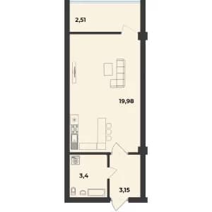 Студия, 28.9 м² · Аквамарин Парк