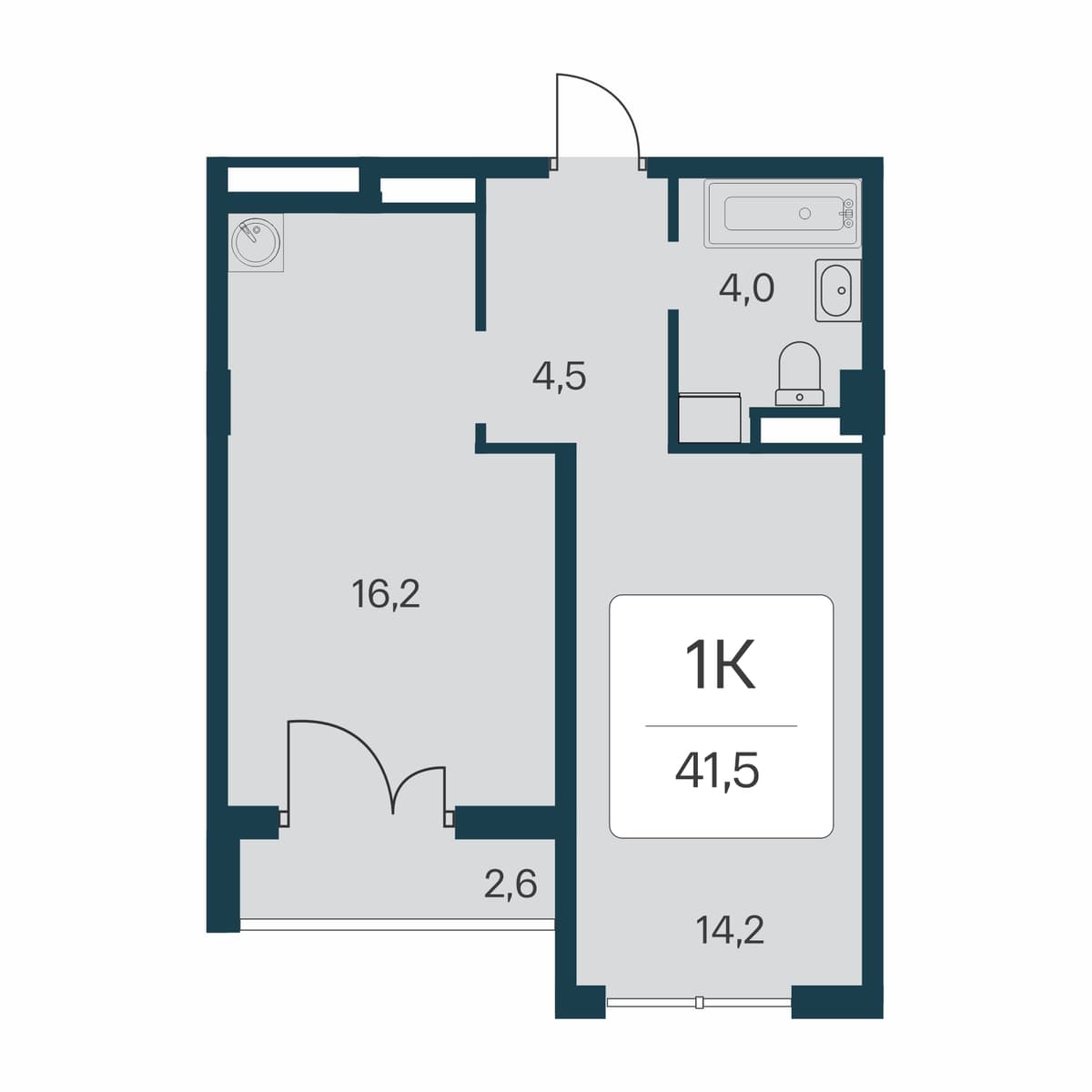 1-к, 41.5 м² · Расцветай в Массандре