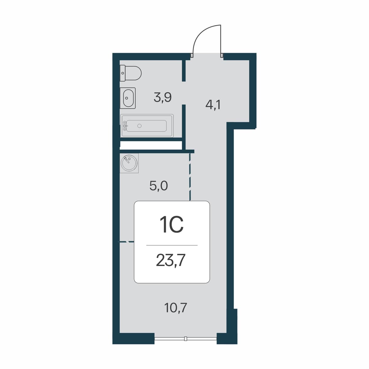 Студия, 23.7 м² · Расцветай в Массандре