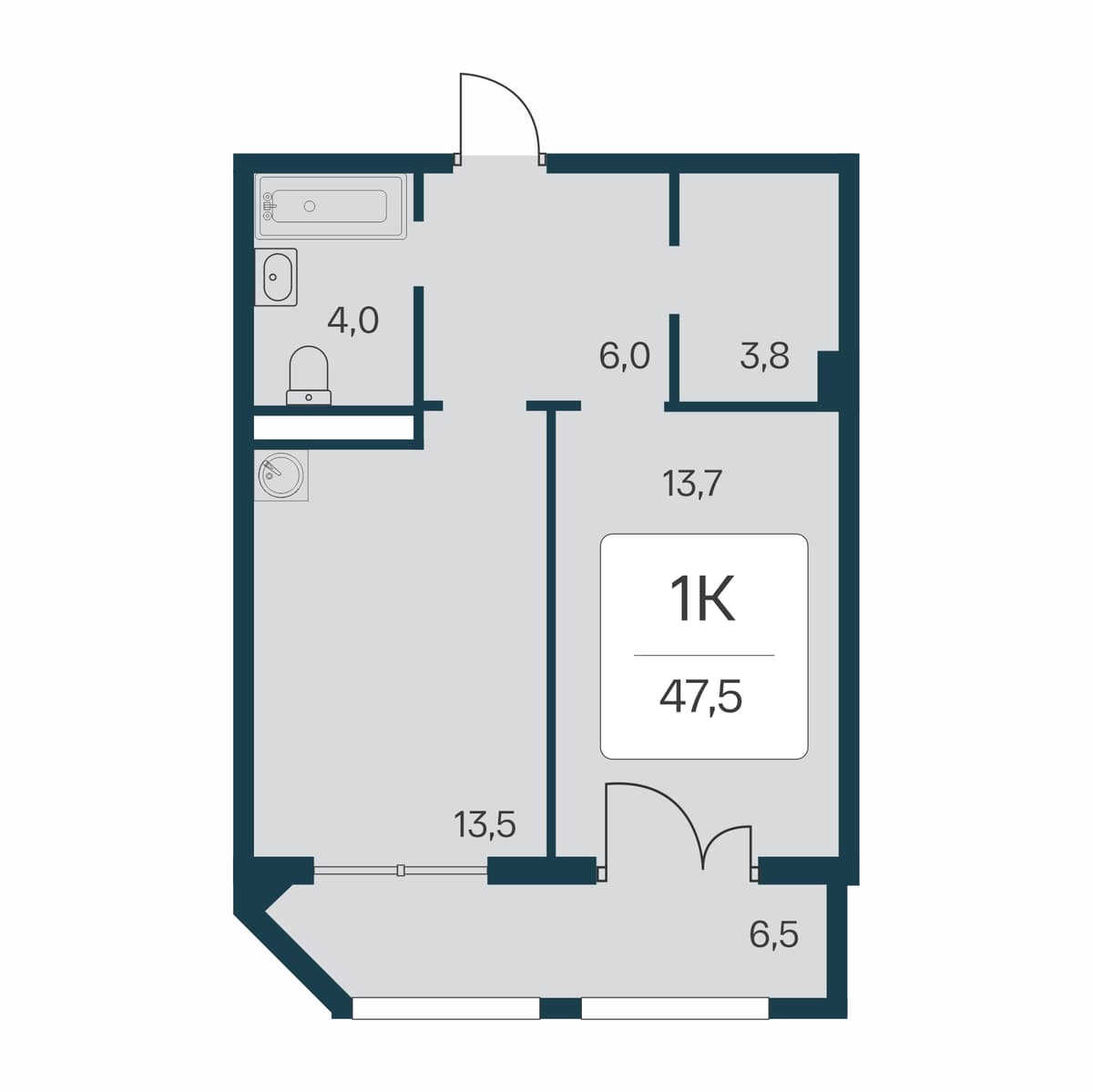 1-к, 47.5 м² · Расцветай в Массандре
