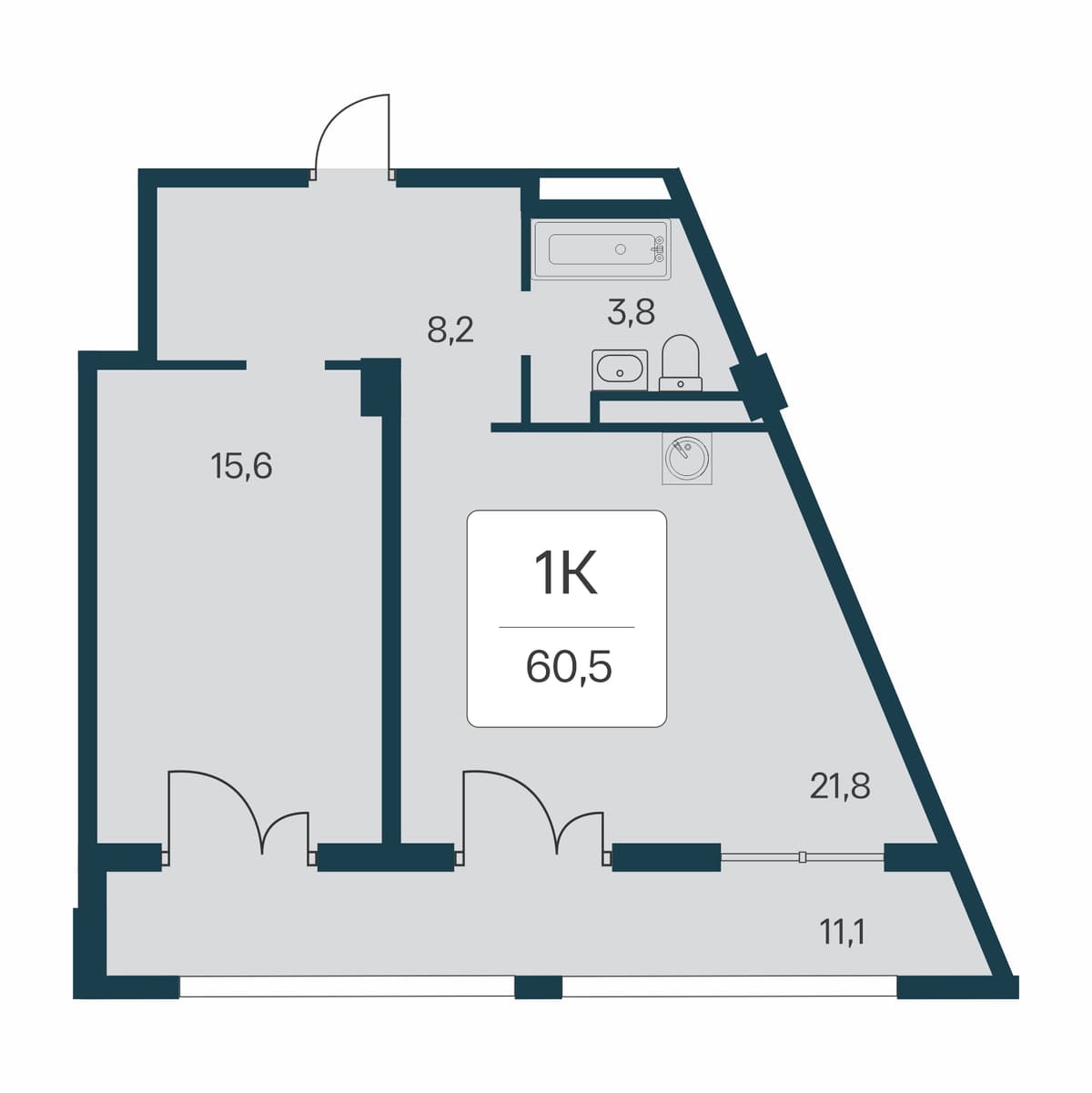 1-к, 60.5 м² · Расцветай в Массандре